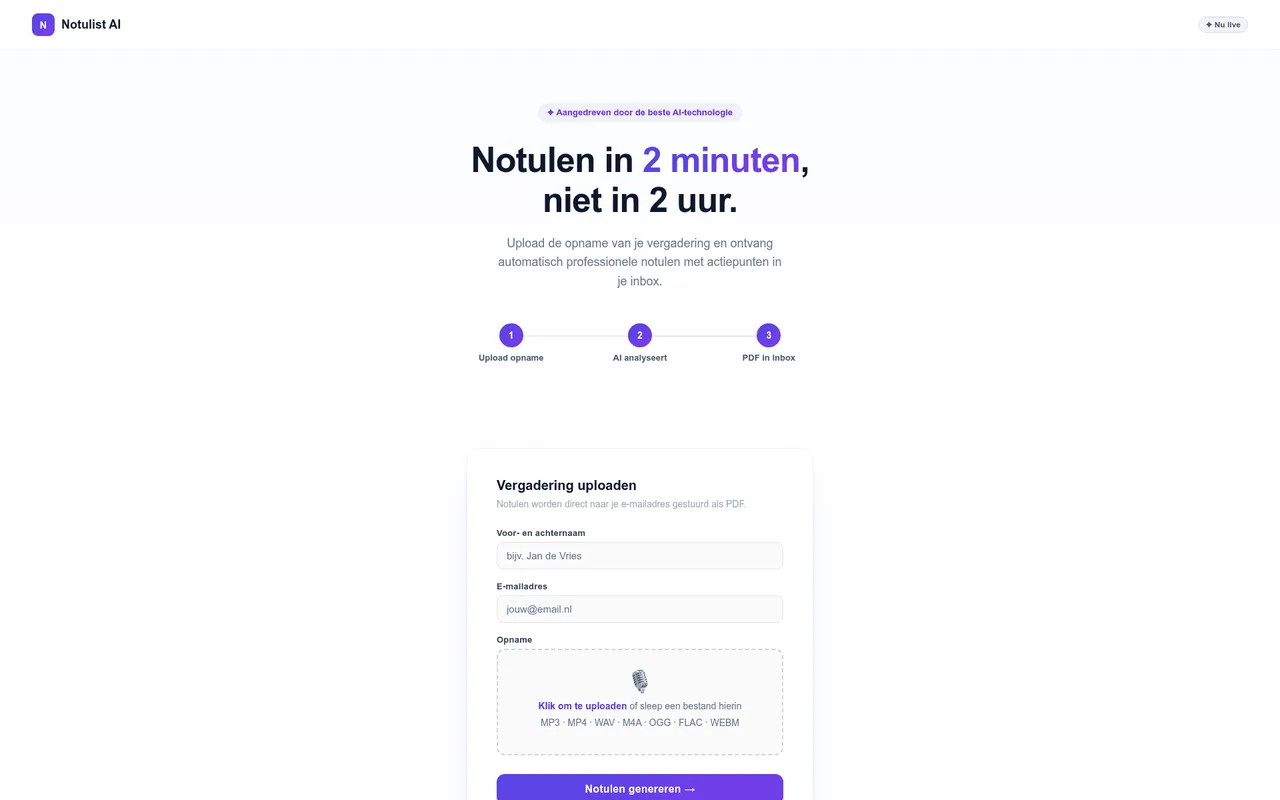 Notulist AI, eigen product van Synvex